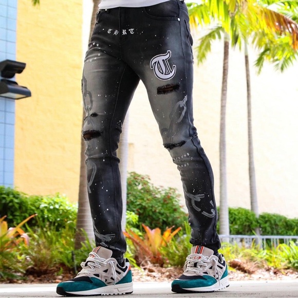 Thrt Chain link Grey denim Skinny Jeans - Picture 3 of 5